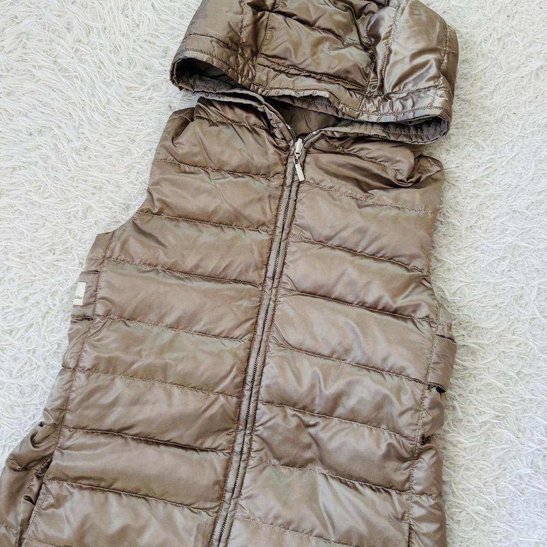 極美品　エスマックスマーラ　ロングダウンベスト38　リバーシブル　グレージュ