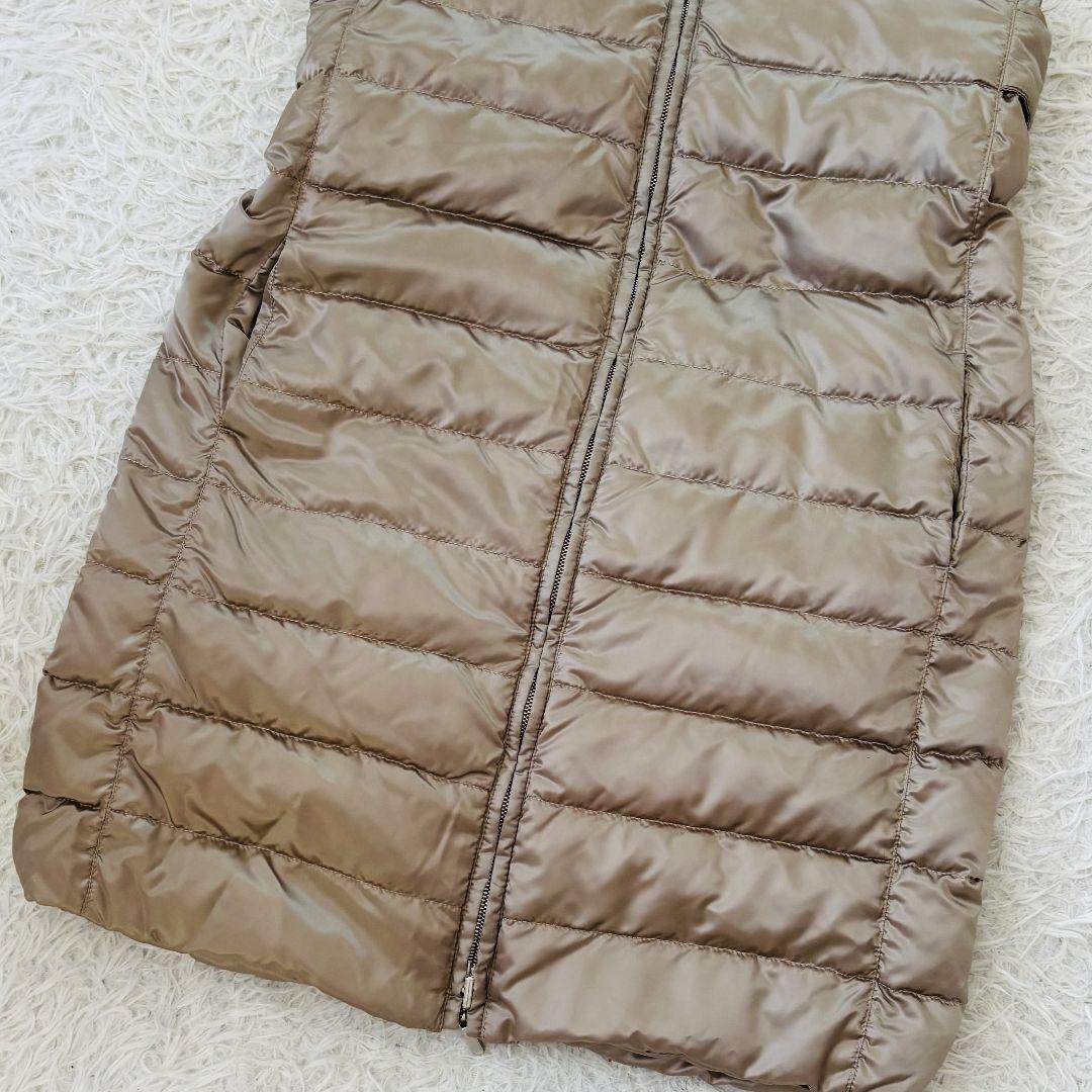 極美品　エスマックスマーラ　ロングダウンベスト38　リバーシブル　グレージュ