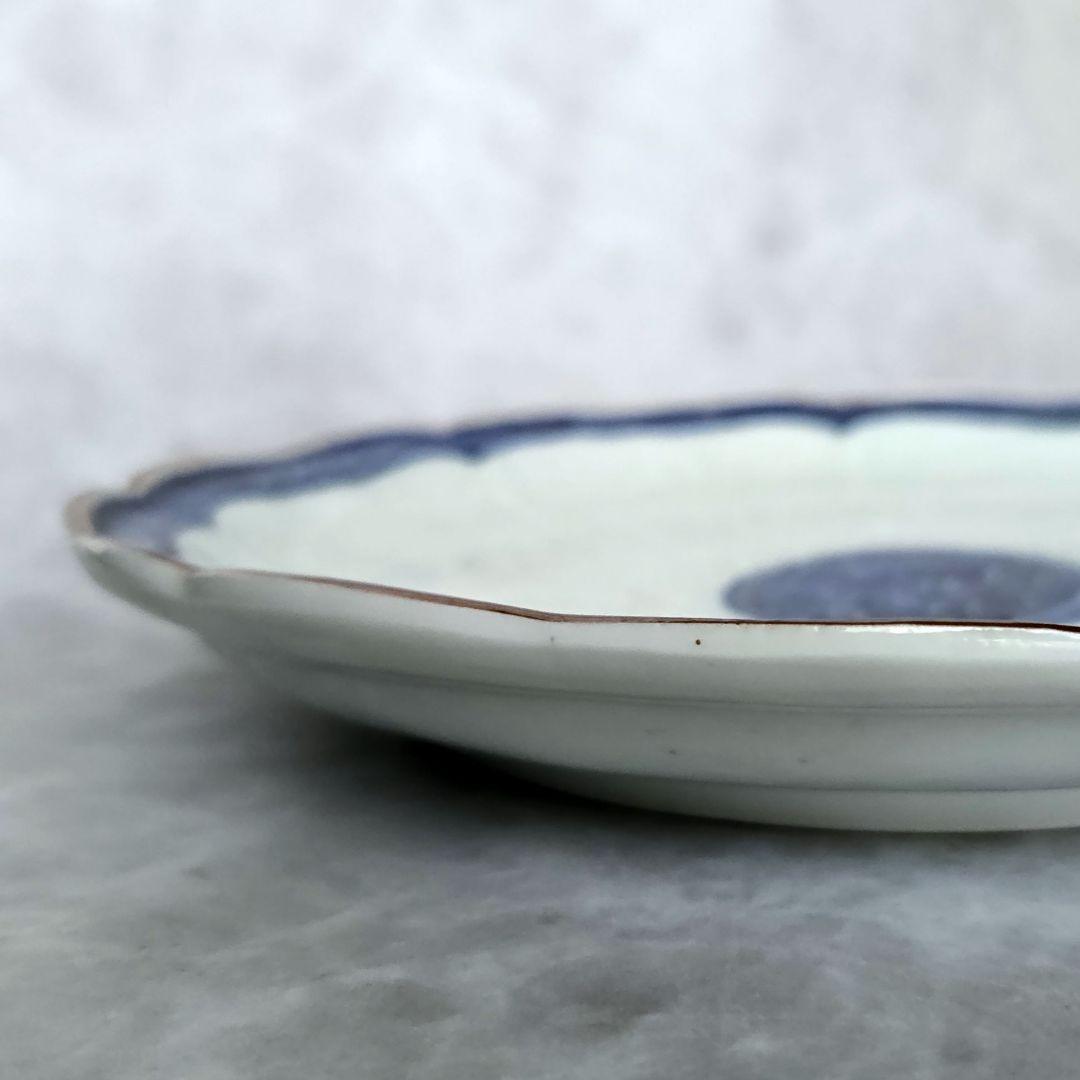 古伊万里　染付　陽刻　七寸皿　龍　江戸時代　金直し　骨董　金継ぎ　アンティーク