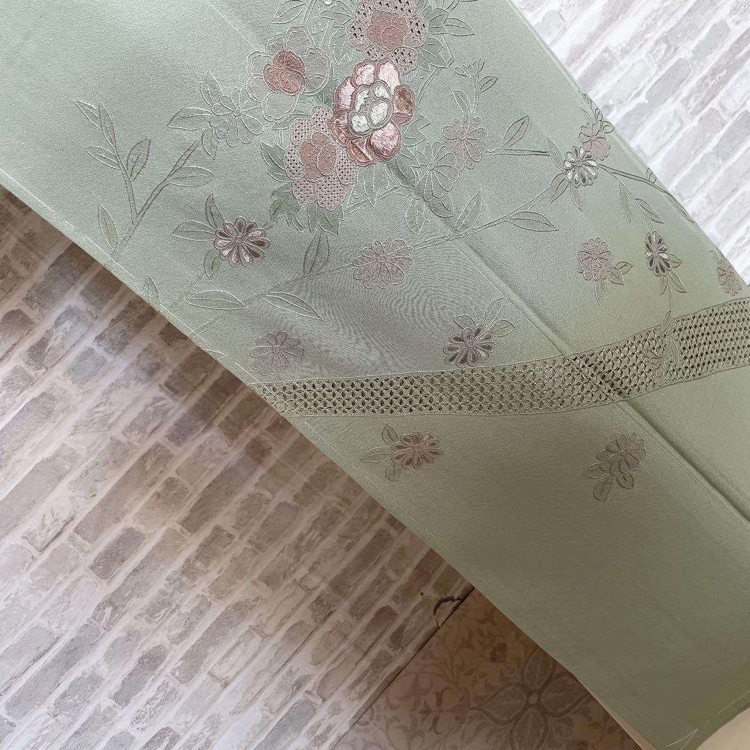 訪問着+長襦袢　フルセット　汕頭刺繍　花々　入学式　卒業式　着物　I10