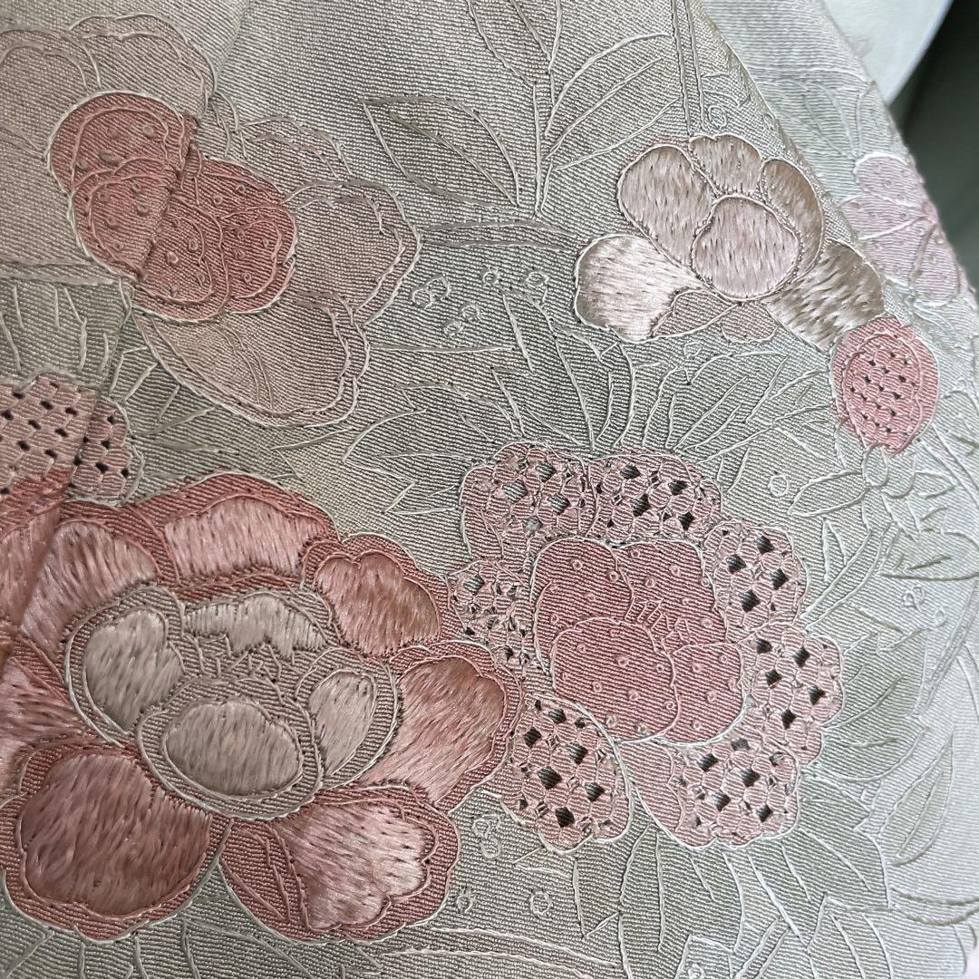 訪問着+長襦袢　フルセット　汕頭刺繍　花々　入学式　卒業式　着物　I10