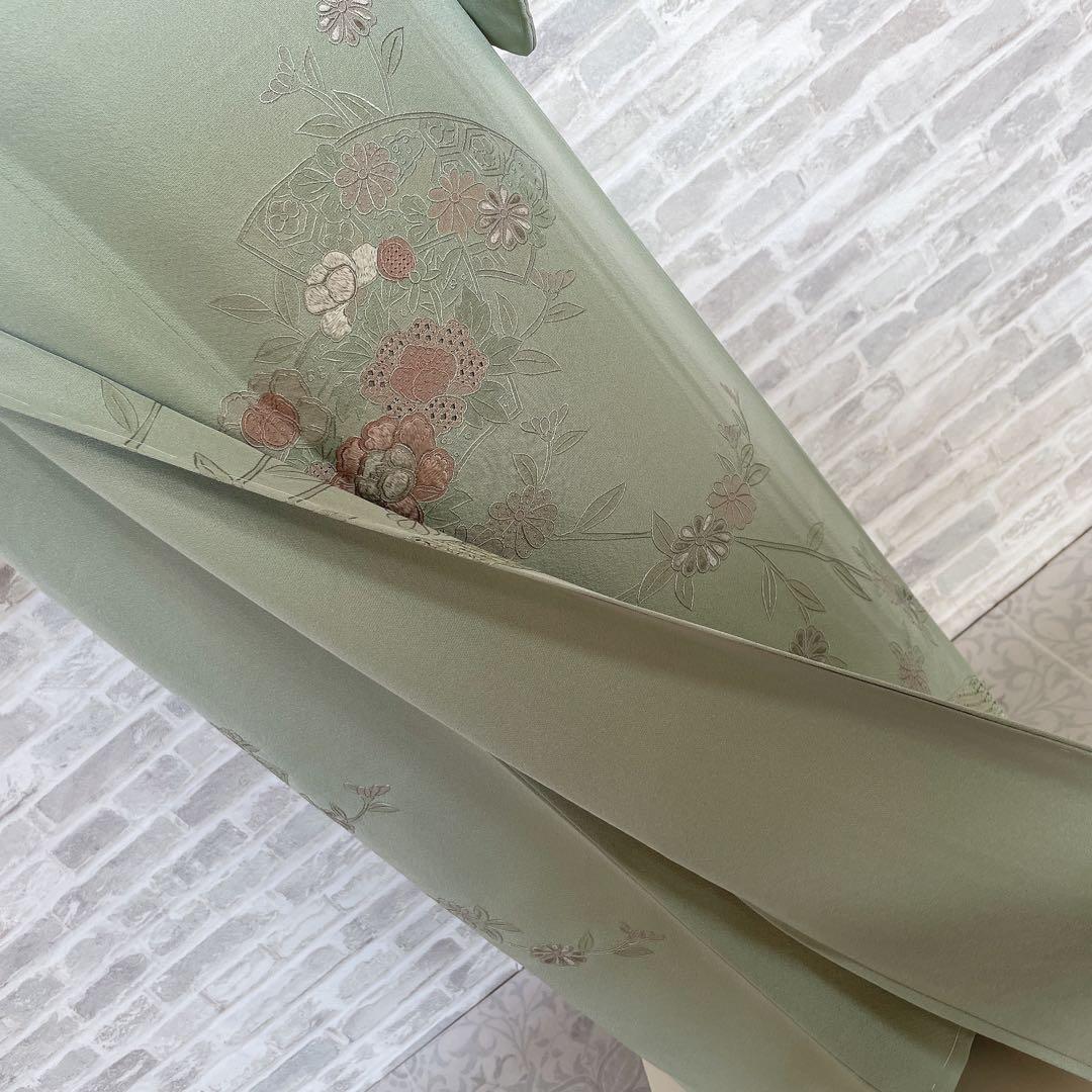 訪問着+長襦袢　フルセット　汕頭刺繍　花々　入学式　卒業式　着物　I10