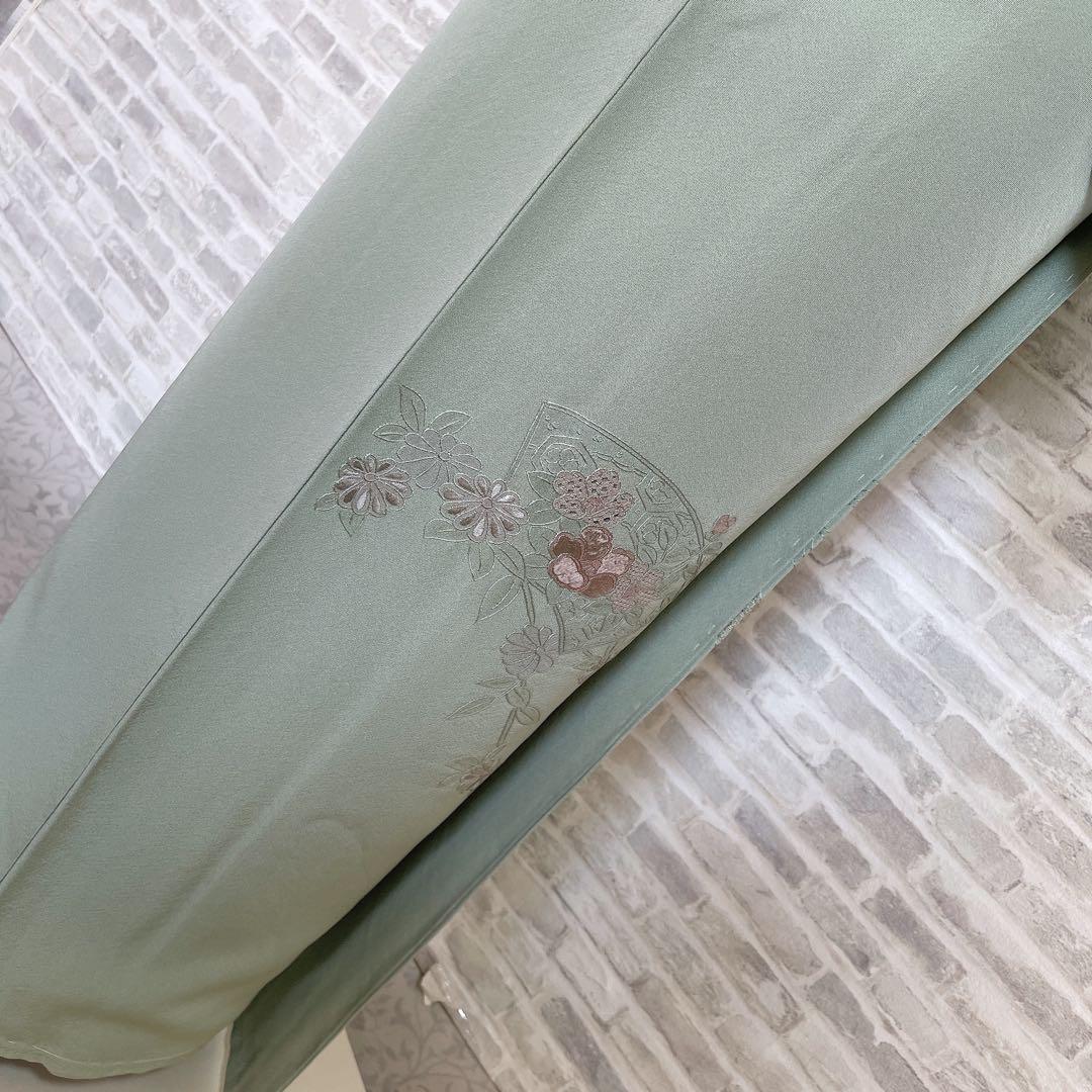 訪問着+長襦袢　フルセット　汕頭刺繍　花々　入学式　卒業式　着物　I10