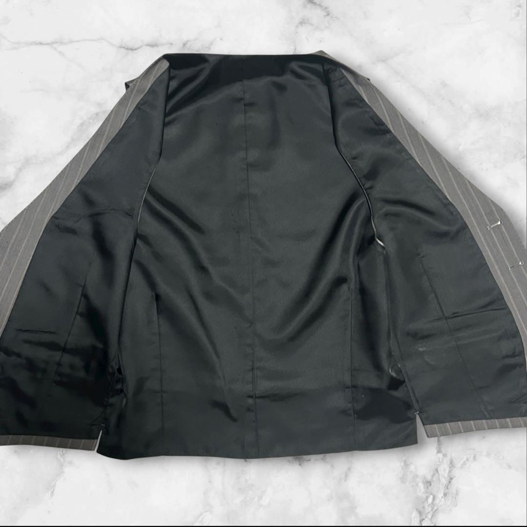 【美品】パーソンズ スーツ スリーピース グレー　ストライプ S相当