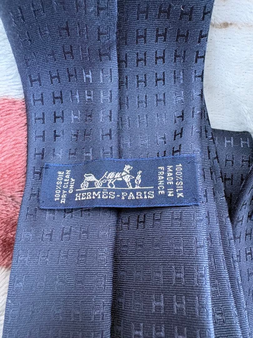 t*y様 HERMES-PARIS ダークブルー ネクタイ