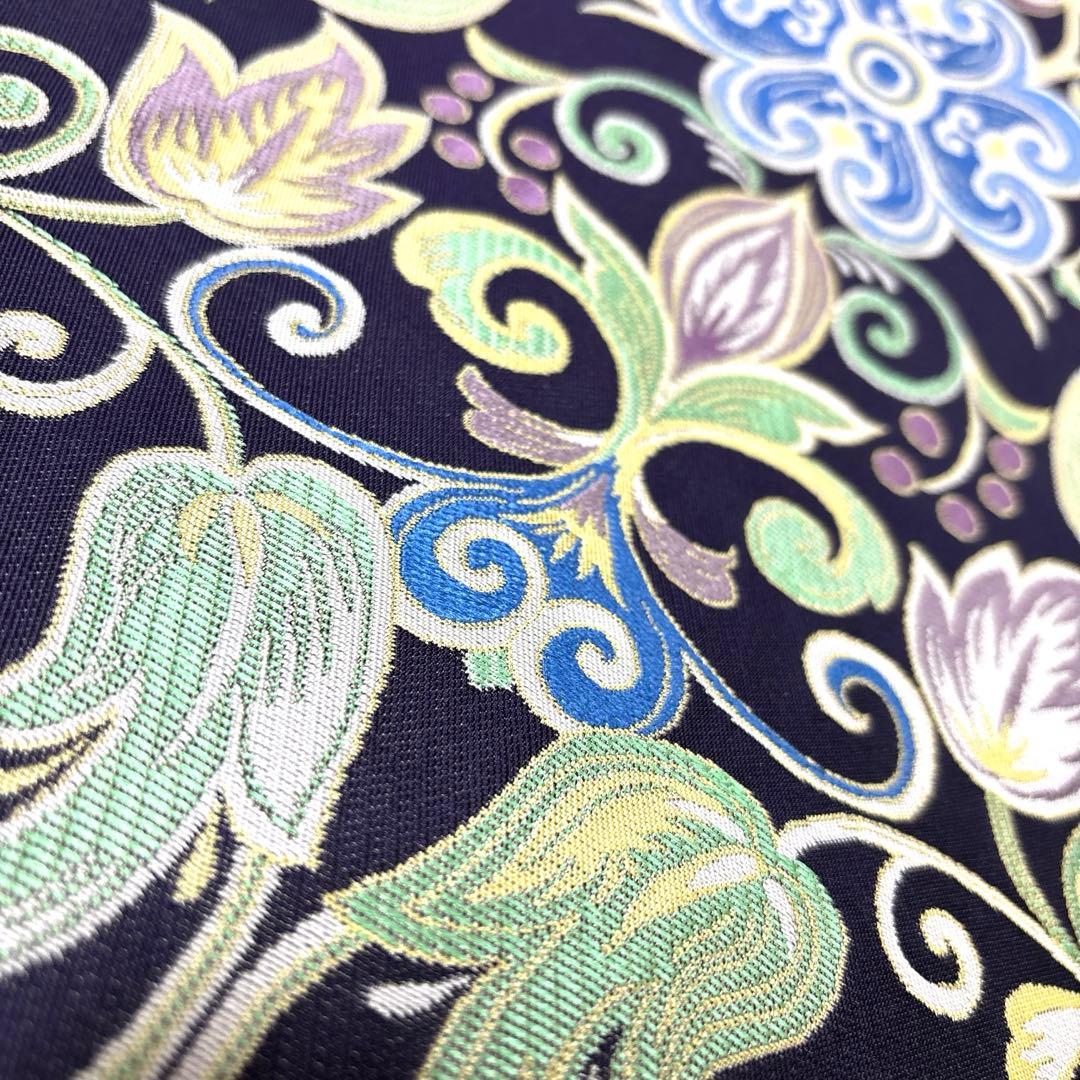 新品未使用品 正絹 六通袋帯 西陣織 【花唐草 紫】