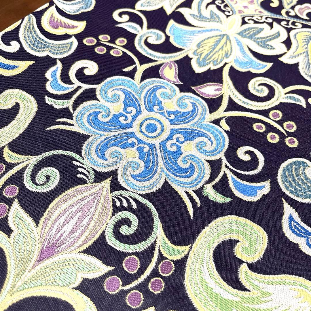 新品未使用品 正絹 六通袋帯 西陣織 【花唐草 紫】