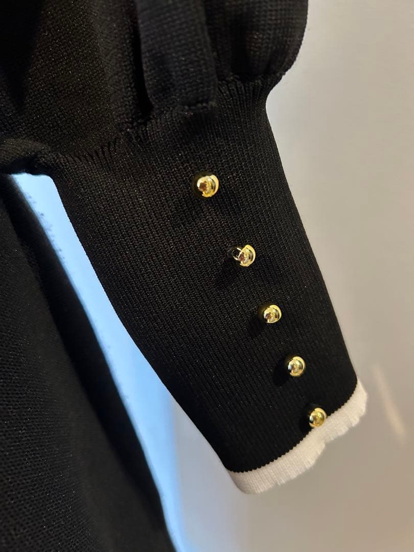 エムズグレイシー♡24年秋冬ブラック ハイネック パフスリーブ ワンピース