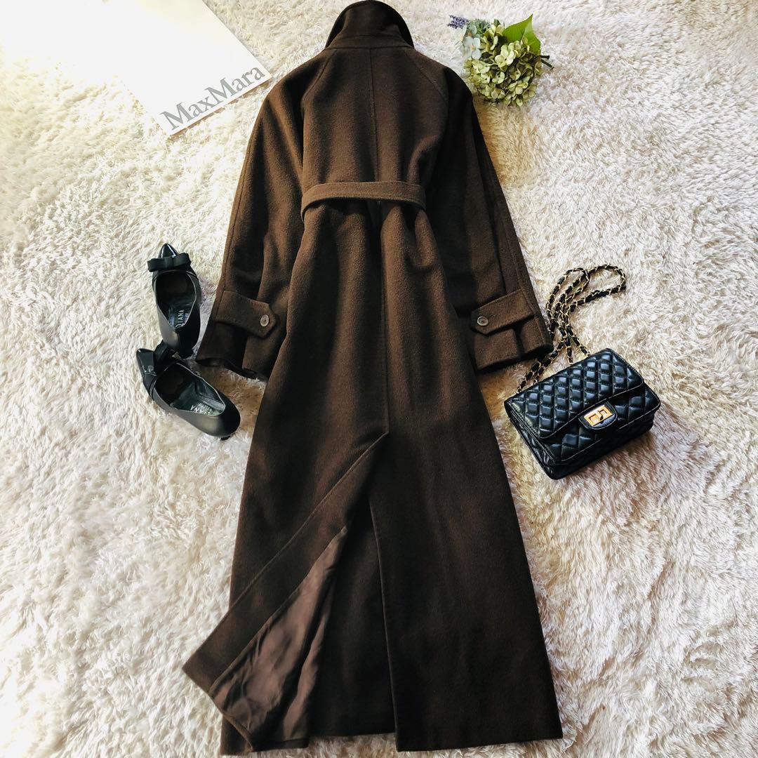 美品✨マックスマーラ ベルテッドコート カシミヤ100% 女優襟 ブラウン 40
