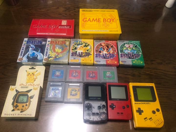 ポケモン　ゲーム機　ゲームボーイ　ポケットピカチュウ　カセット　緑赤青金銀