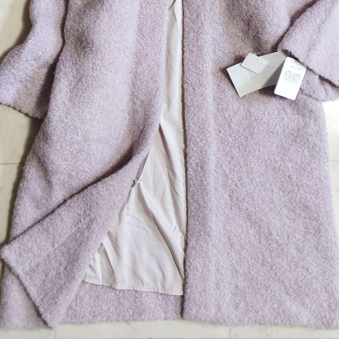 ひ*隊様 新品タグ付♪セルフォード 羊毛 アルパカ ボア ノーカラーロングコート