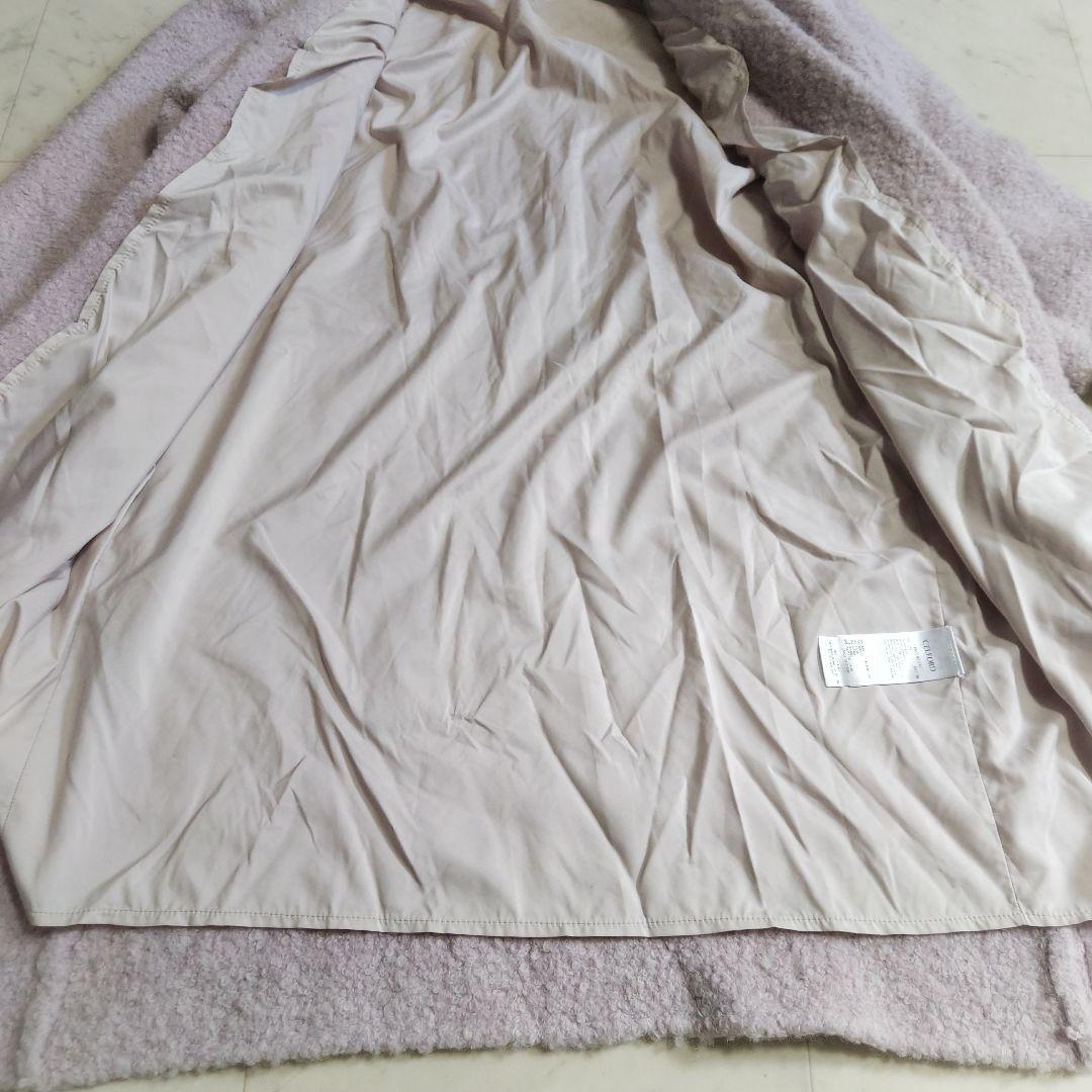 ひ*隊様 新品タグ付♪セルフォード 羊毛 アルパカ ボア ノーカラーロングコート