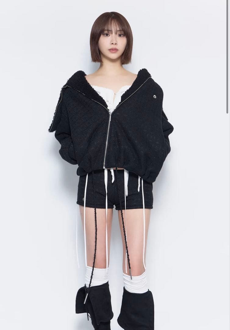 トップス theredthread S ring asymmetry hoodielace