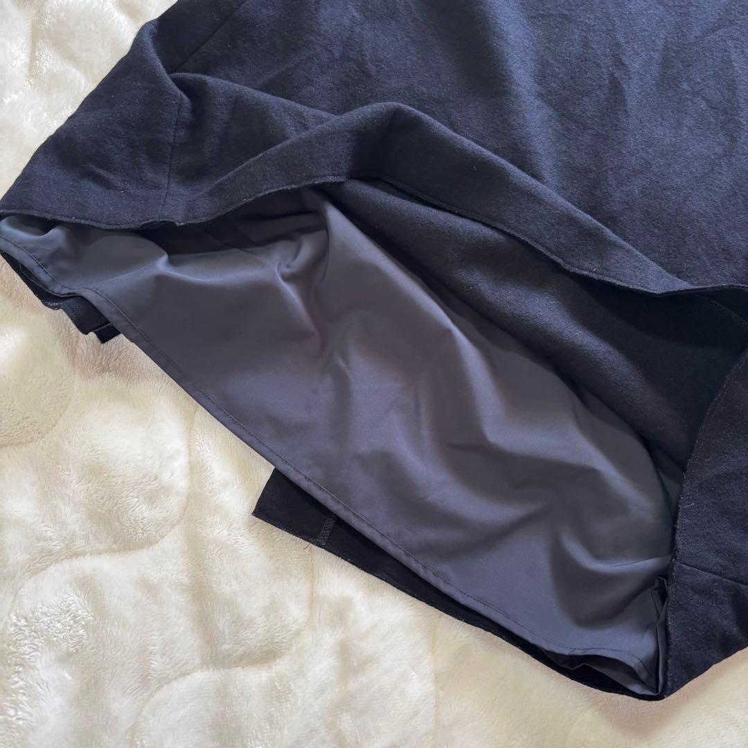 23区　ウール圧縮スムースVネックワンピース　M ダークネイビー　マキシ丈