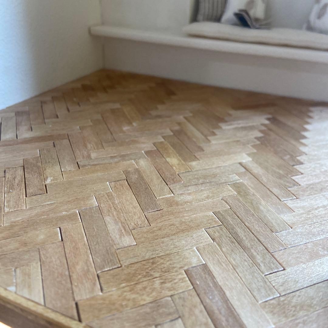 ✳︎1/12 ヘリンボーンの床と塗壁のドールハウス✳︎ 背景ボード ミニチュア