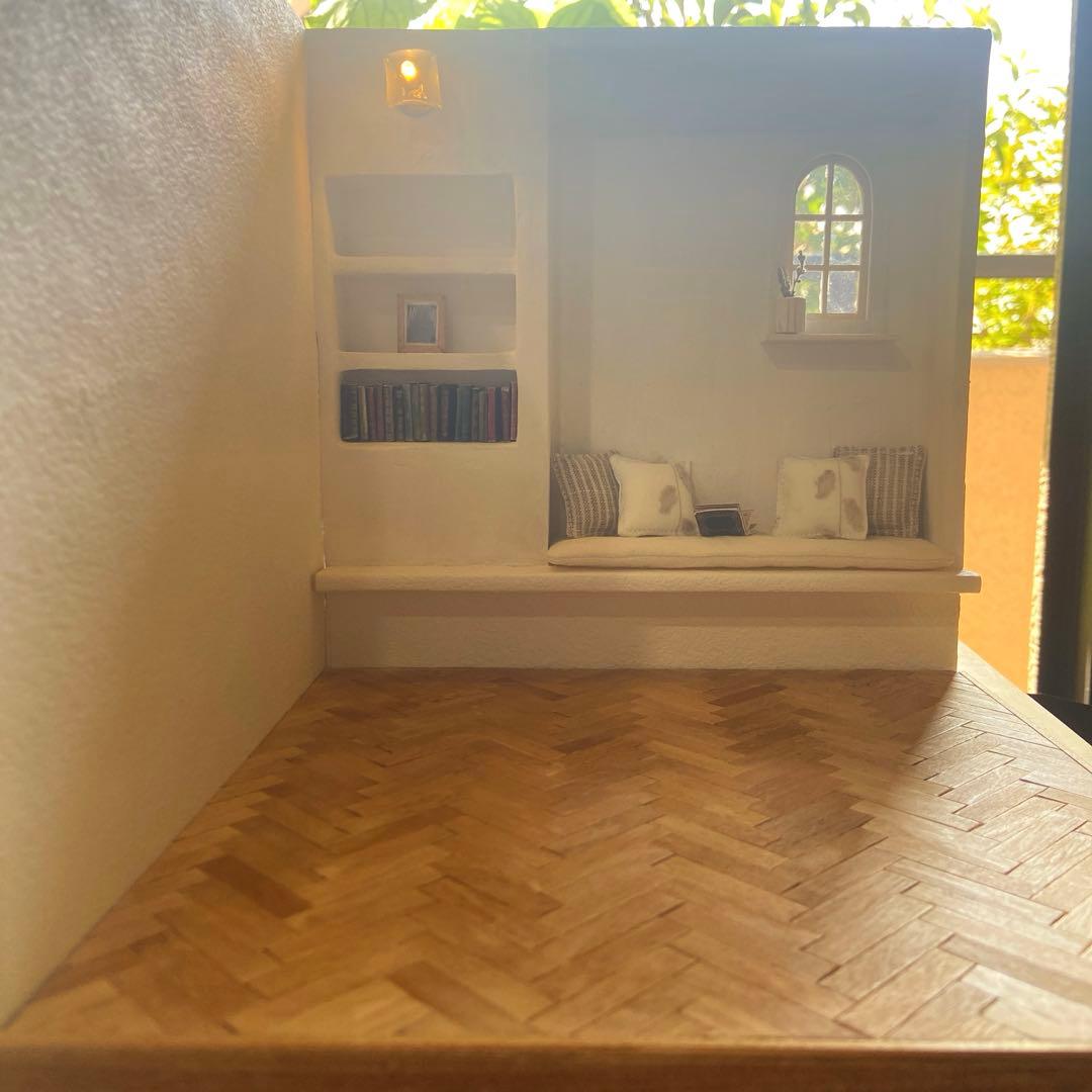 ✳︎1/12 ヘリンボーンの床と塗壁のドールハウス✳︎ 背景ボード ミニチュア