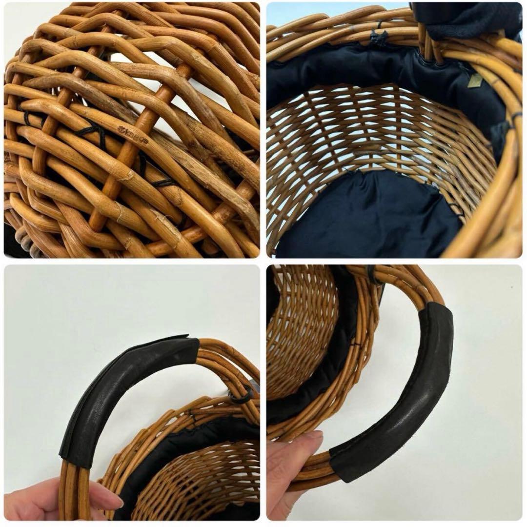 良品 ebagos エバゴス バケツ バッグ カゴ リネンかぶせ ミラー付き