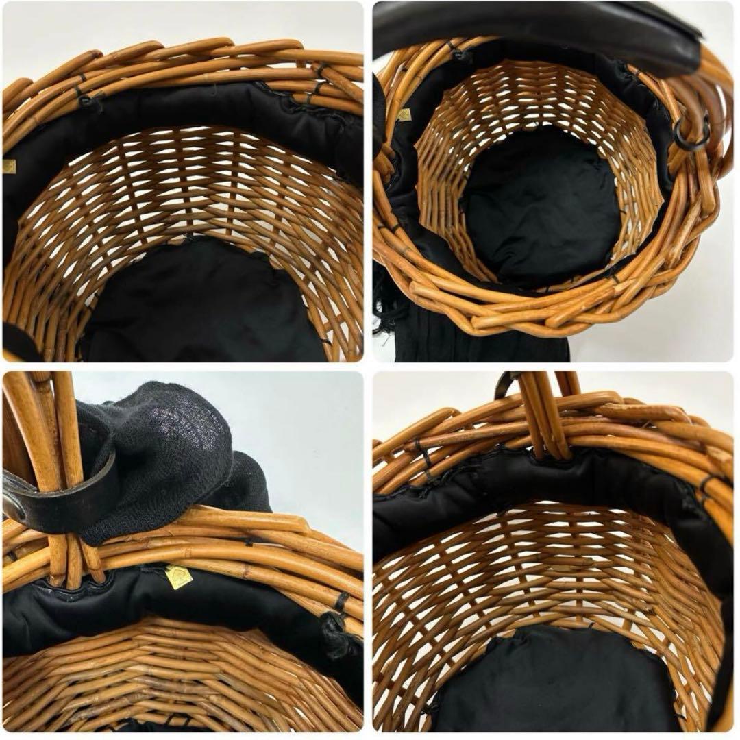 良品 ebagos エバゴス バケツ バッグ カゴ リネンかぶせ ミラー付き