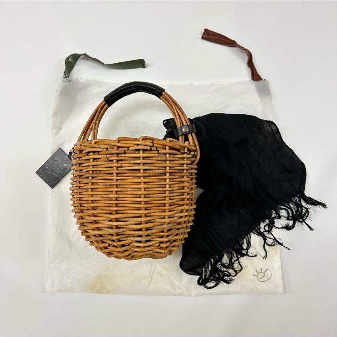 良品 ebagos エバゴス バケツ バッグ カゴ リネンかぶせ ミラー付き