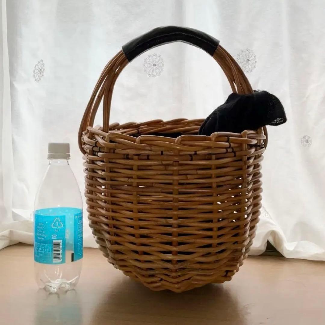 良品 ebagos エバゴス バケツ バッグ カゴ リネンかぶせ ミラー付き