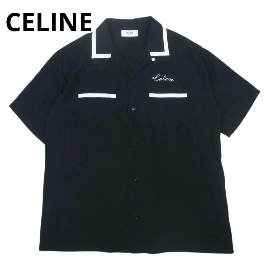セリーヌ CELINE ブラック　ボーリングシャツ　38