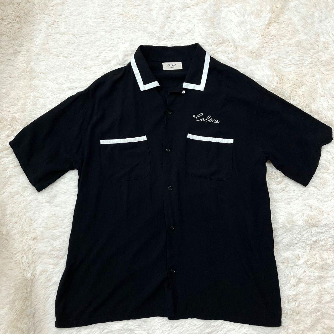 セリーヌ CELINE ブラック　ボーリングシャツ　38