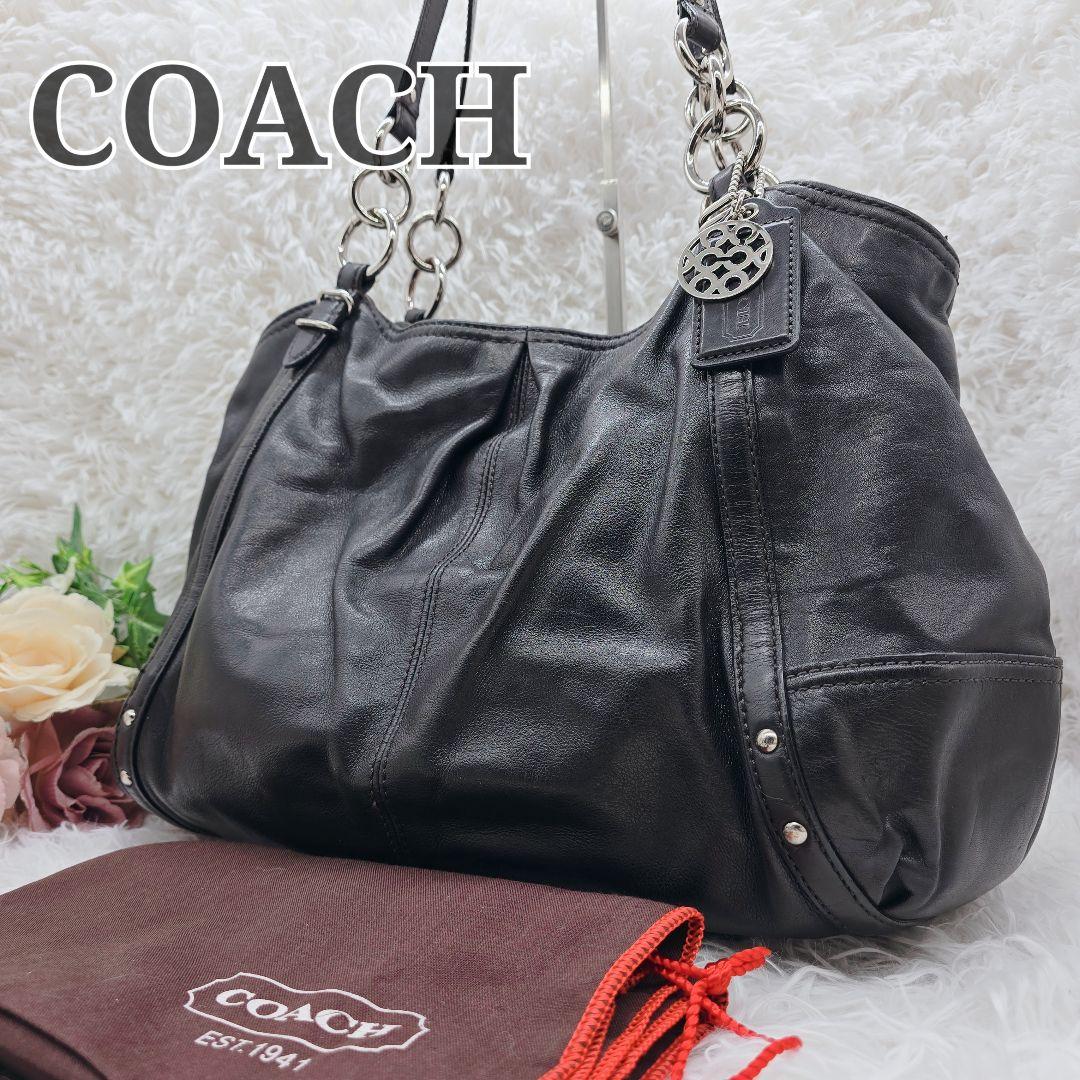 y2k✨COACH コーチ 本革 トートバッグ 黒 16244 肩掛け A4収納