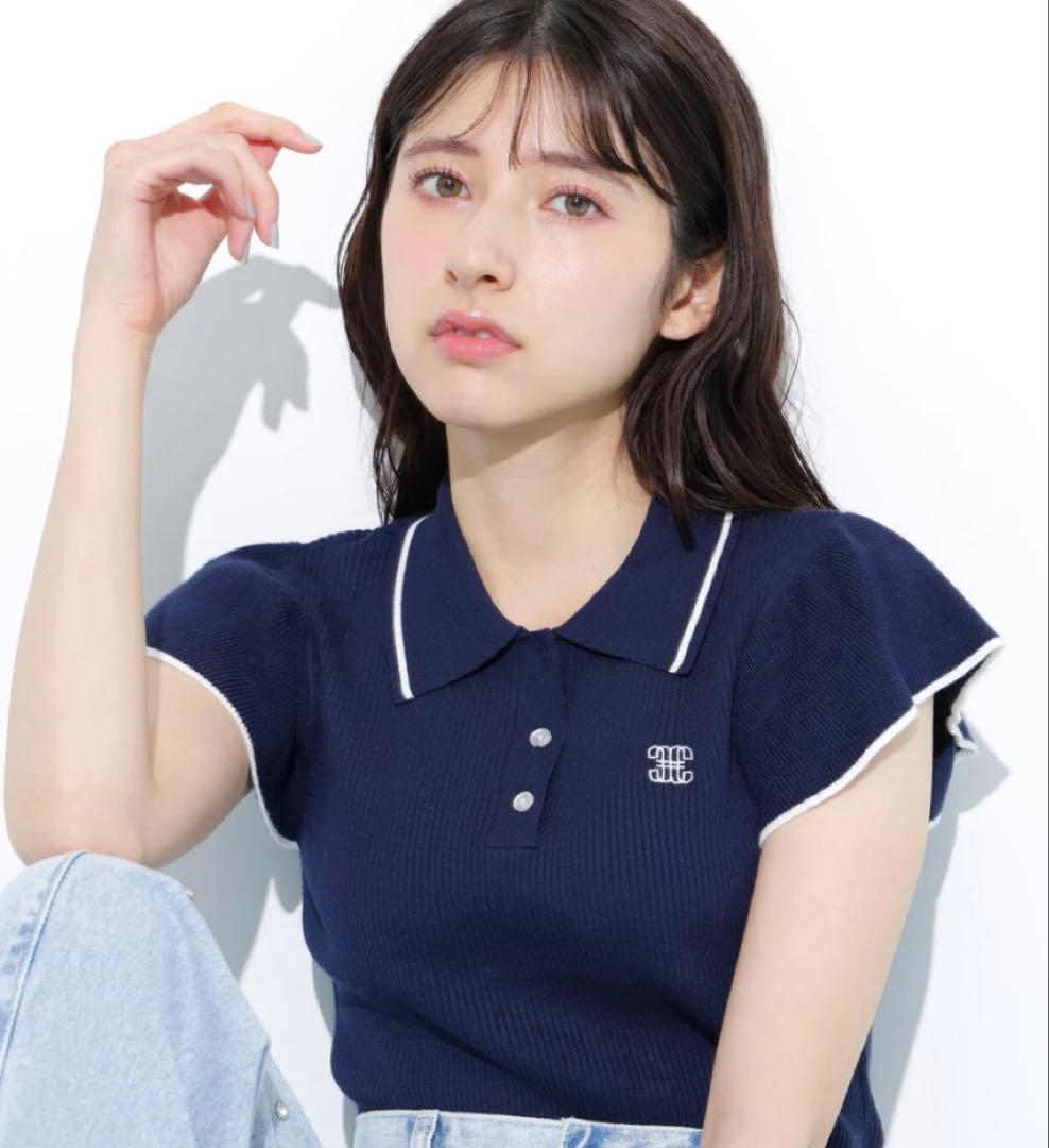 JILLbyJILLSTUARTジルバイジルスチュアート フリル袖ポロニット