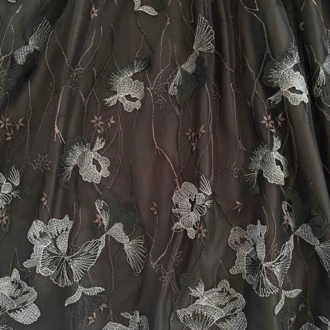 カラルス　刺繍レースワンピースドレス　パーティドレス　ブラック　3Lサイズ