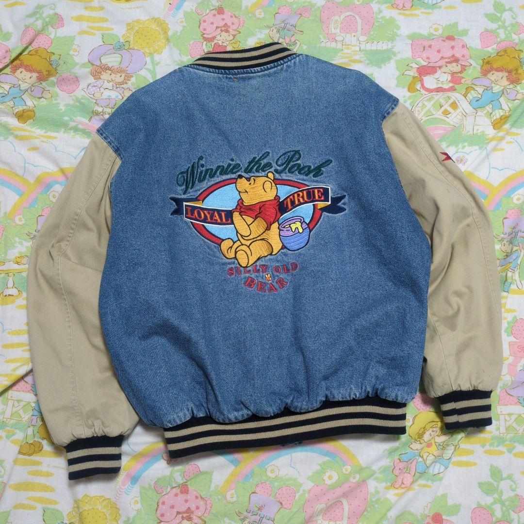 ✰ 古着 くまのプーさん スタジャン デニムジャケット 中綿 アウター ✰