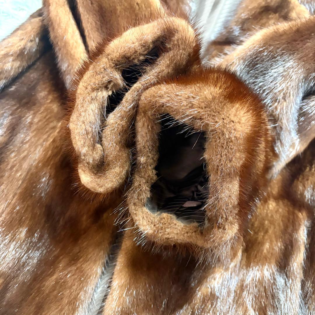 【美品/艶良】デミバフミンク リアルファーコート ハーフ丈 本毛皮 貂 毛並み◎