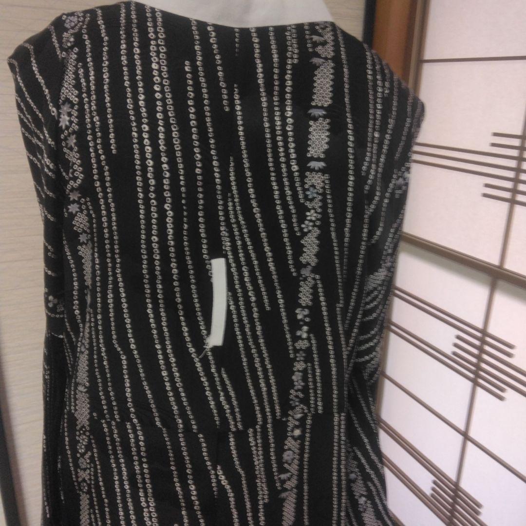 正絹　長襦袢　黒　手縫い仕立て