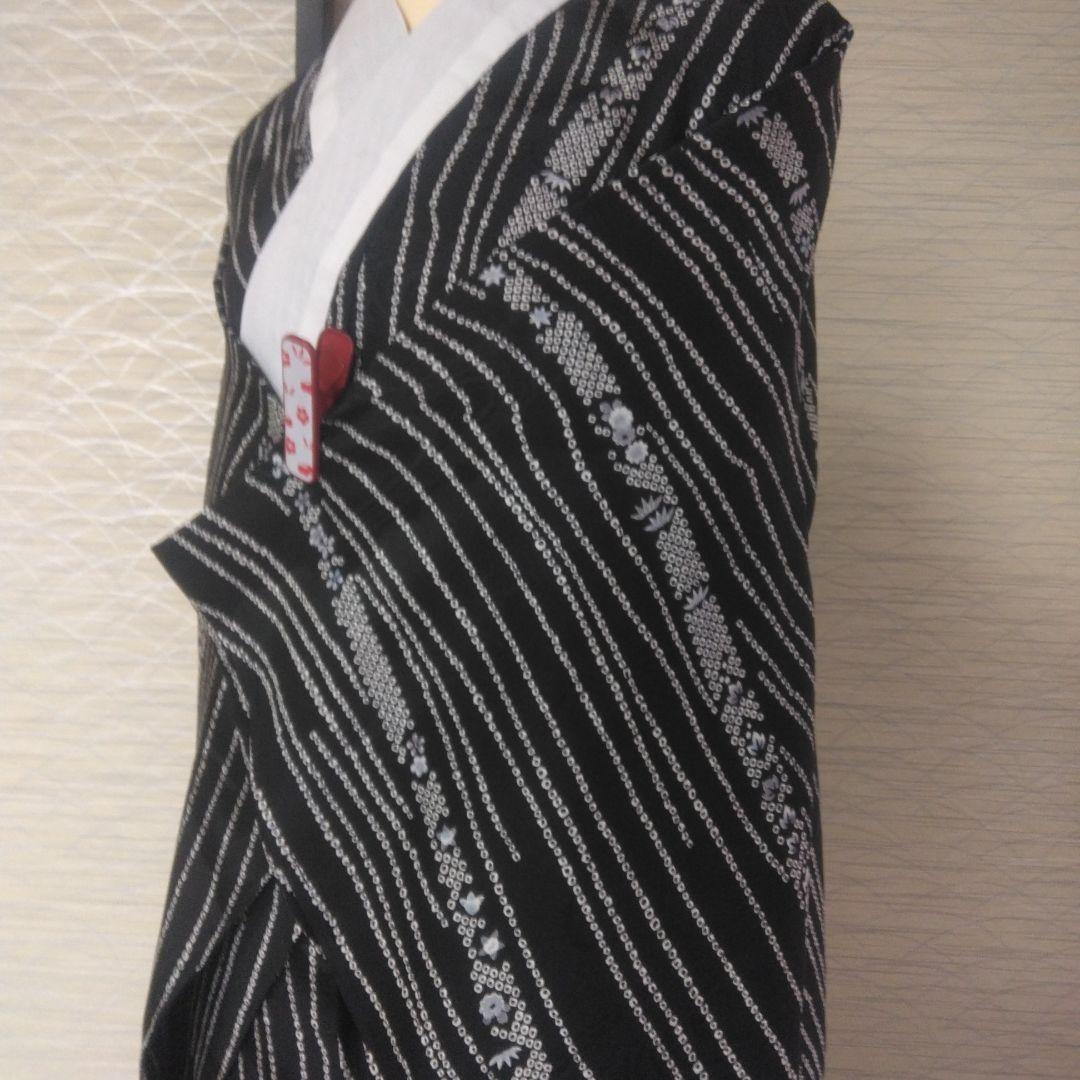 正絹　長襦袢　黒　手縫い仕立て