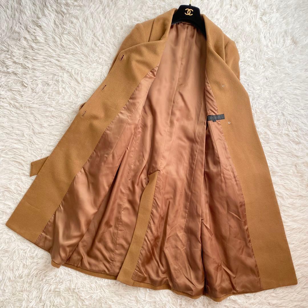 極美品✨ANAYI 高級ロングコート カシミヤ100 女優襟 ベルト キャメル