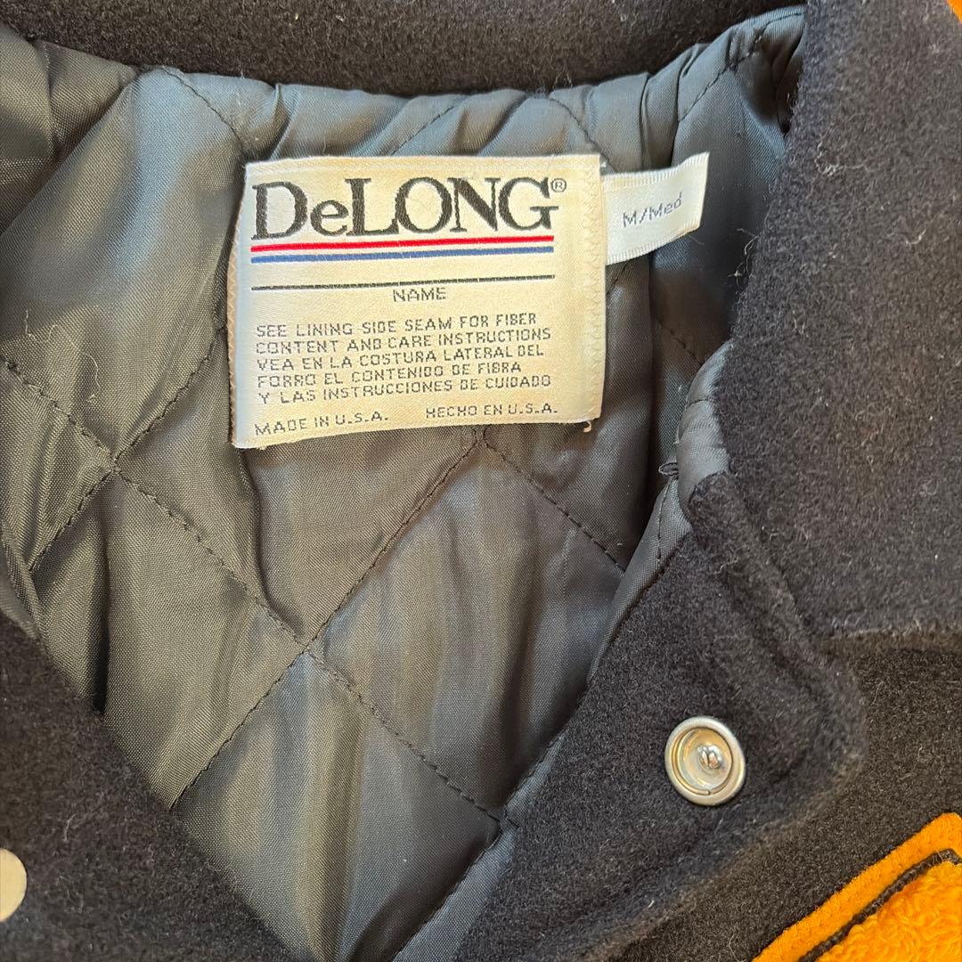 DeLONG スタジャン M 黒/レザー SL刺繍