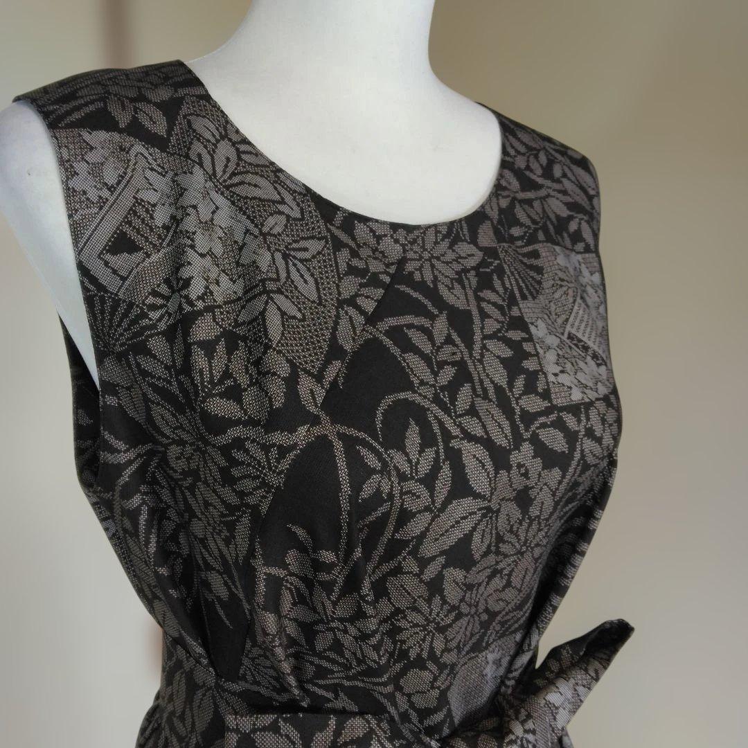 swan様御確認用　 大島紬解き生地からバイアス仕立てロングフレアーワンピースＭ