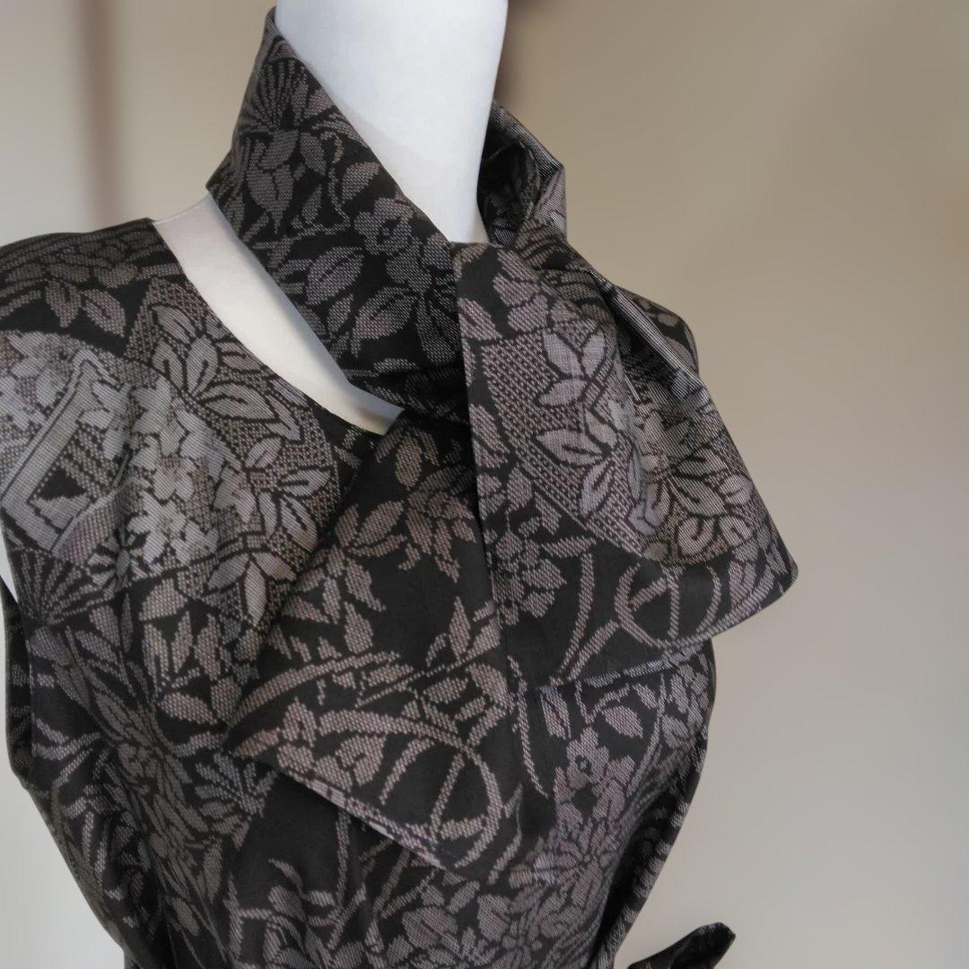 swan様御確認用　 大島紬解き生地からバイアス仕立てロングフレアーワンピースＭ