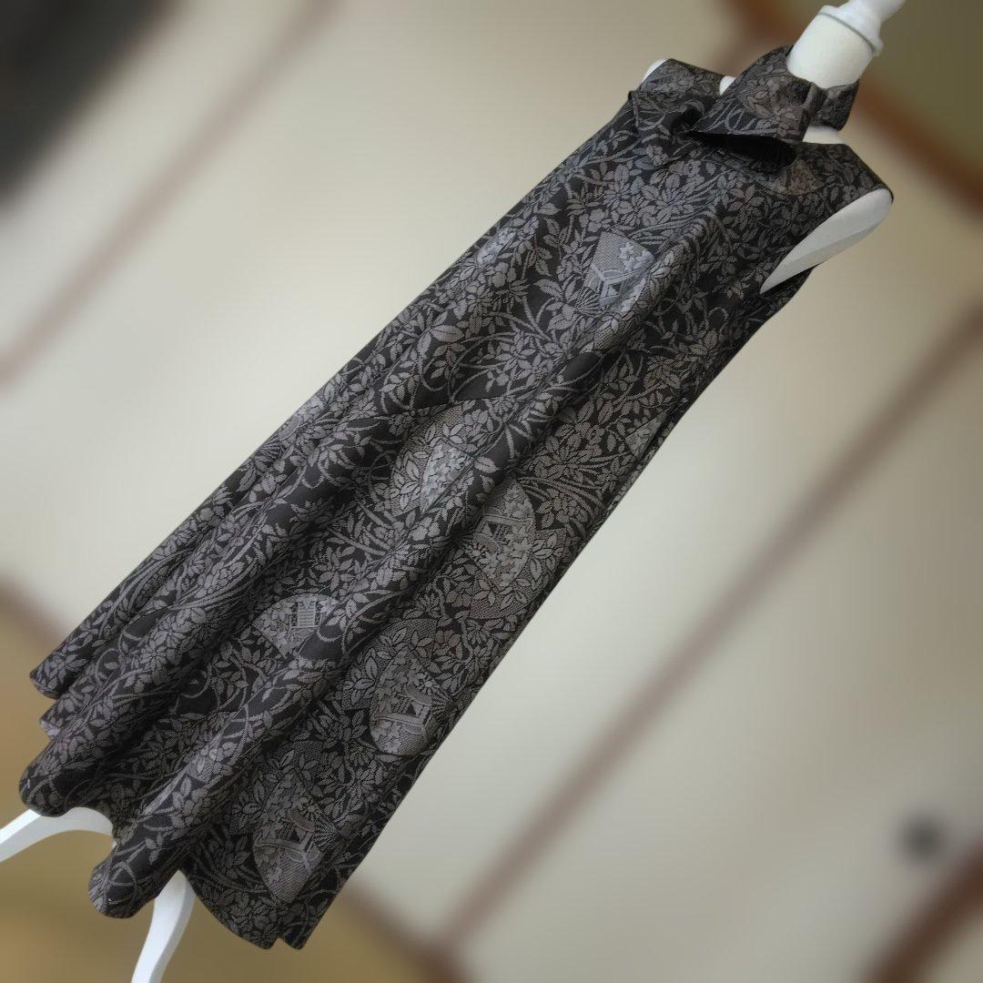 swan様御確認用　 大島紬解き生地からバイアス仕立てロングフレアーワンピースＭ