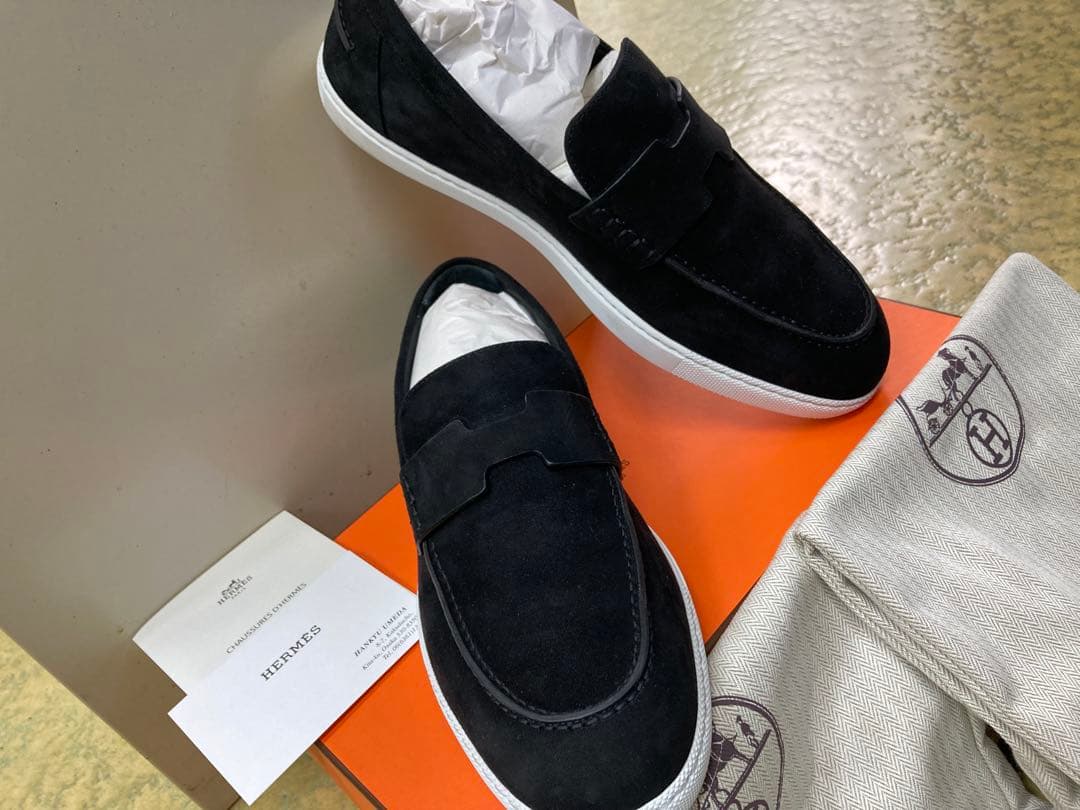 美品 エルメス HERMES ローファー スウェードレザー 41.5(26.5)