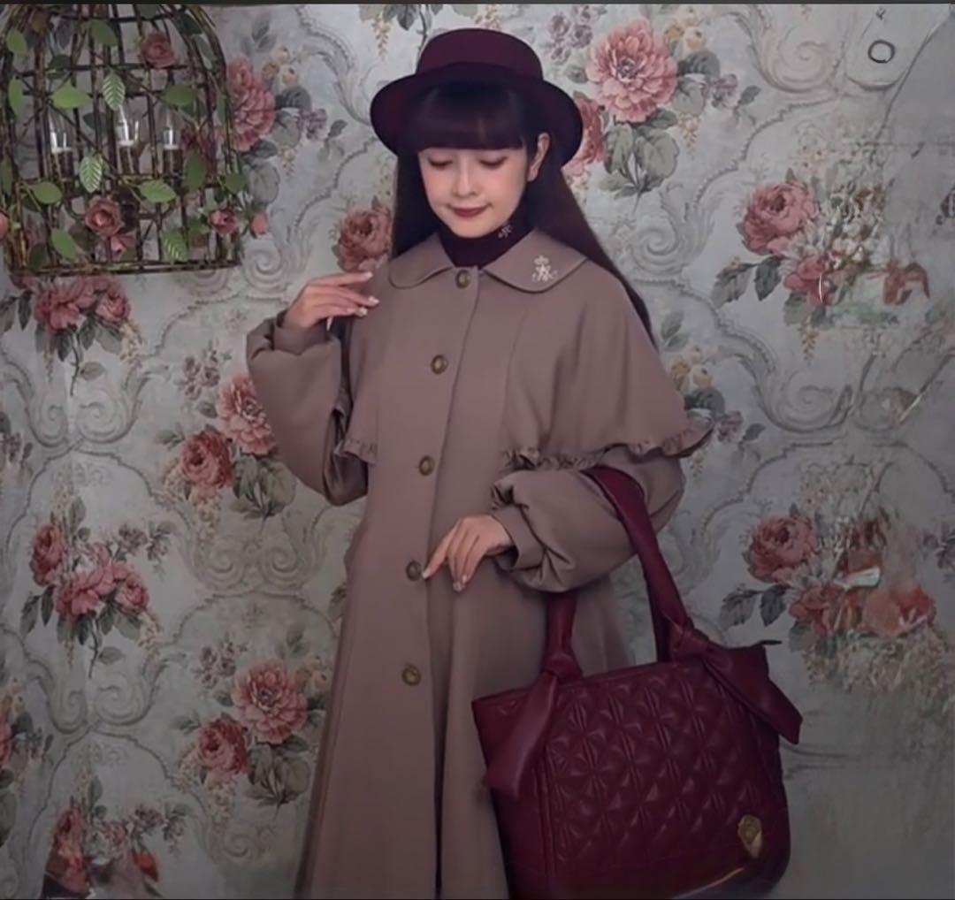 青木美沙子xニナス ケープデザイン ロングコート LL