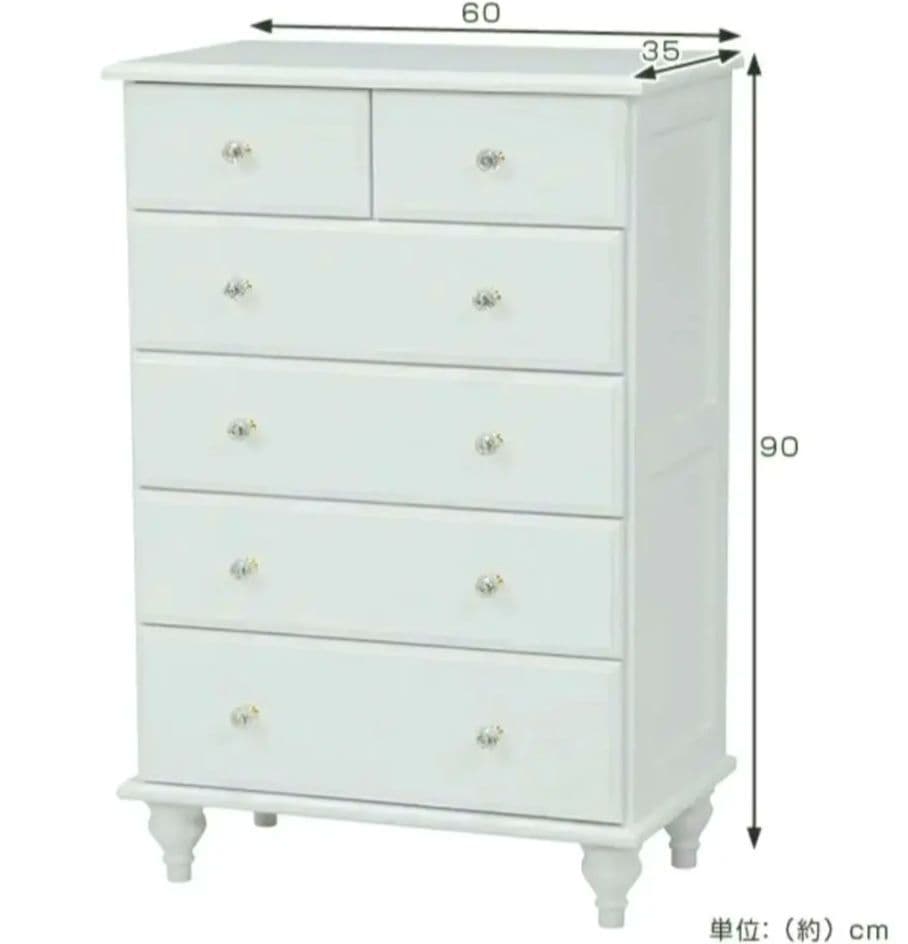 【サクラサク】クラシック調♡5段チェスト♡クリスタル取っ手