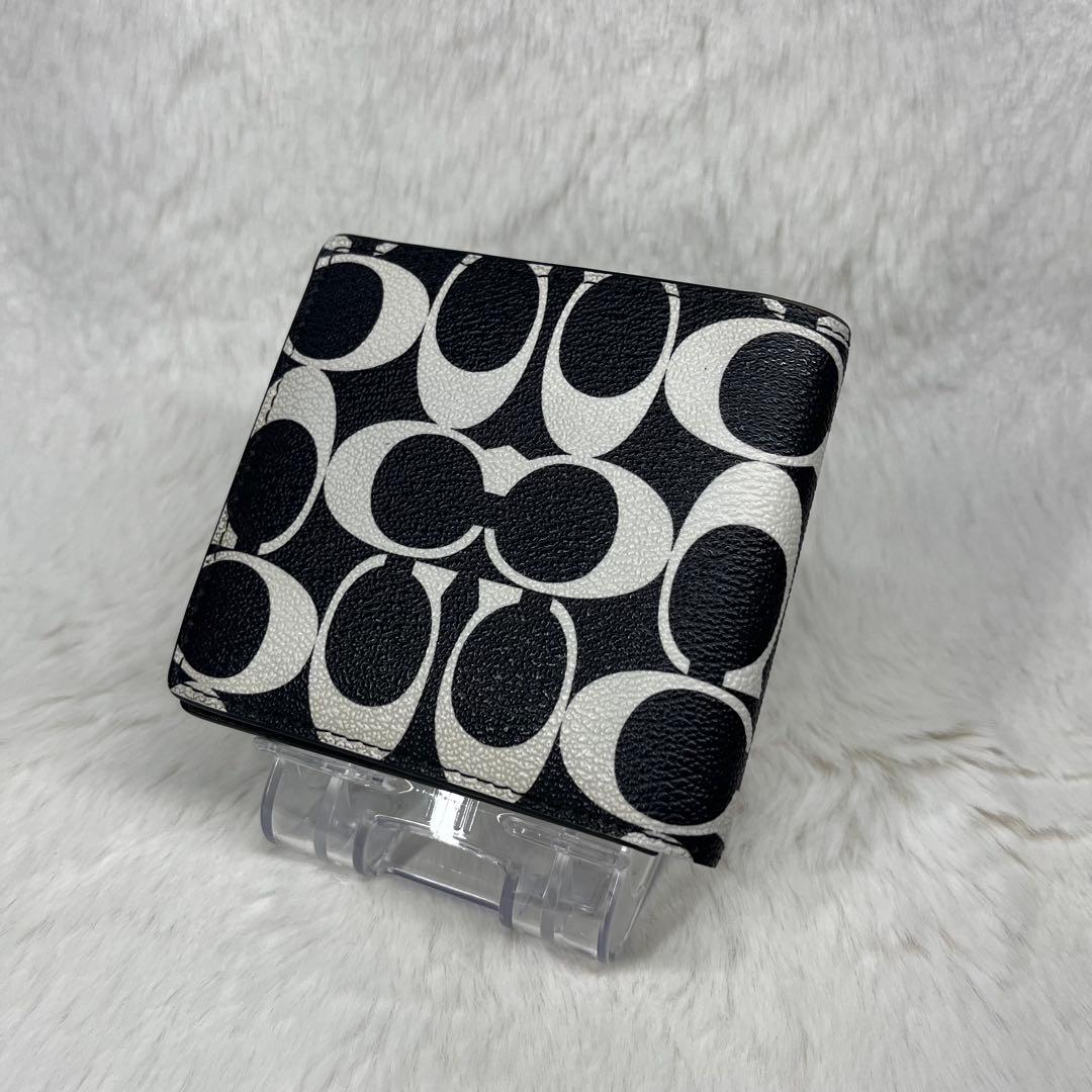 【極美品】COACH 二つ折り財布 ブラック/ホワイト