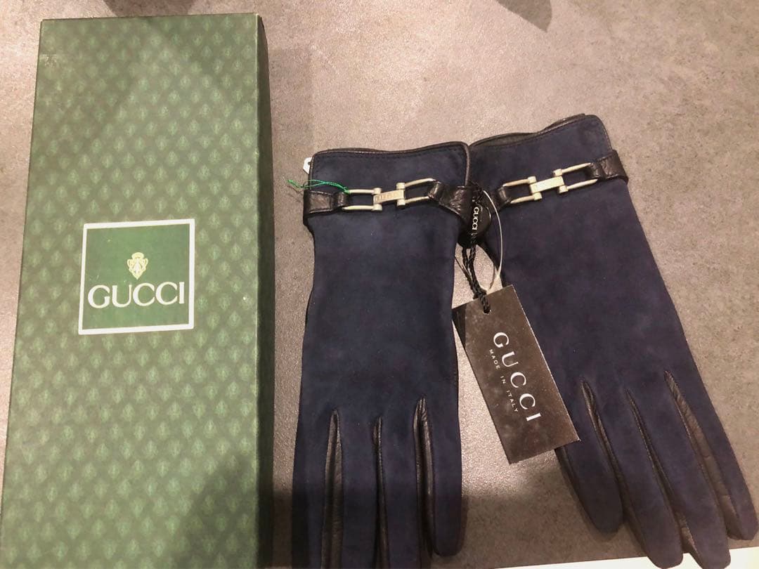 【新品未使用】GUCCI グッチ レザー＆スエード 手袋 サイズ7 箱付き