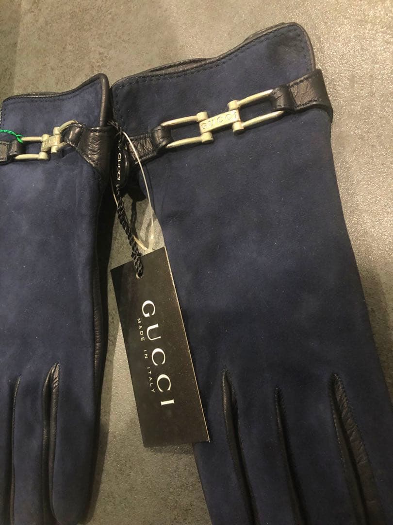 【新品未使用】GUCCI グッチ レザー＆スエード 手袋 サイズ7 箱付き