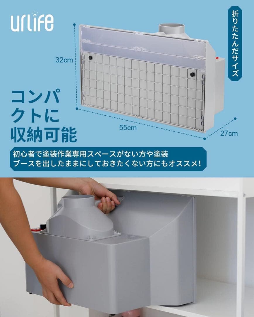 urlife 塗装ブース 2基強力ファン LED照明付き スプレーブース