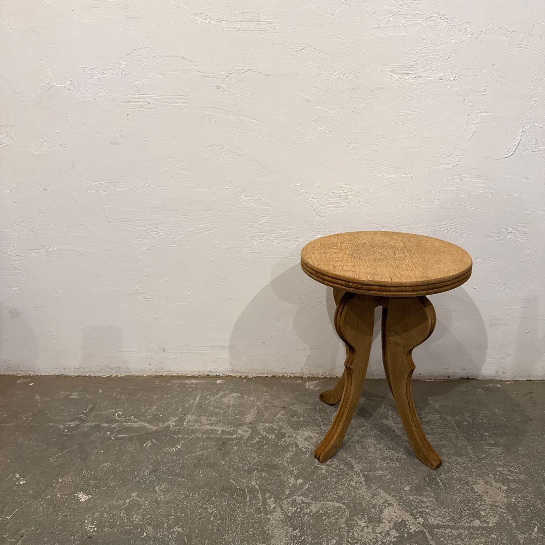 ヴィンテージ　サイドテーブル　剥離　ラウンド　花台