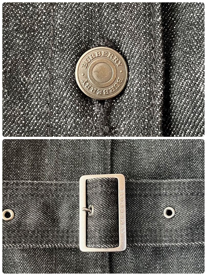 【美品】バーバリーロンドン　ウエストベルト付き　デニムジャケット　ノバボーダー