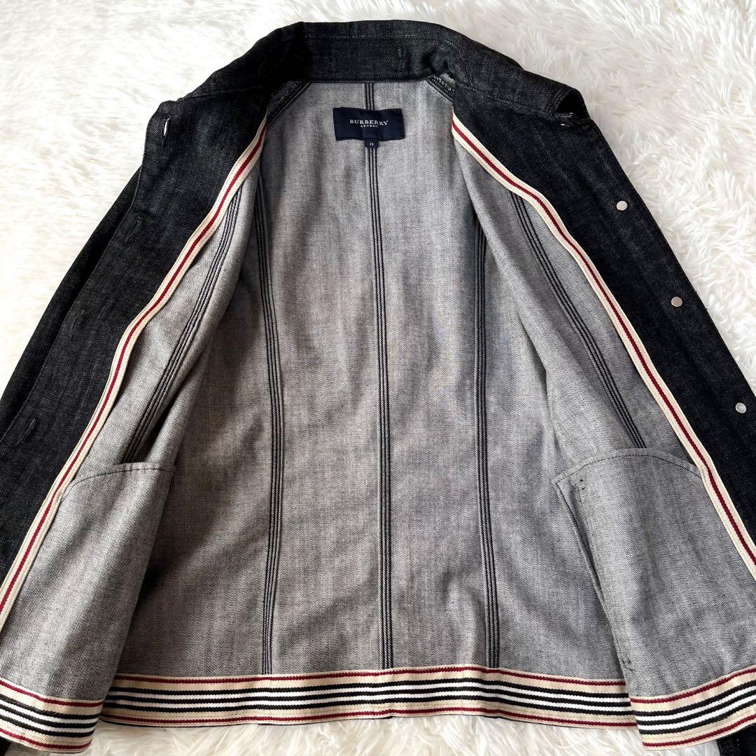 【美品】バーバリーロンドン　ウエストベルト付き　デニムジャケット　ノバボーダー