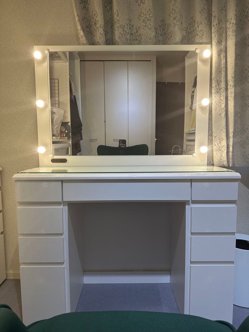 かよ LEDライト付き 楽屋ドレッサー ホワイト