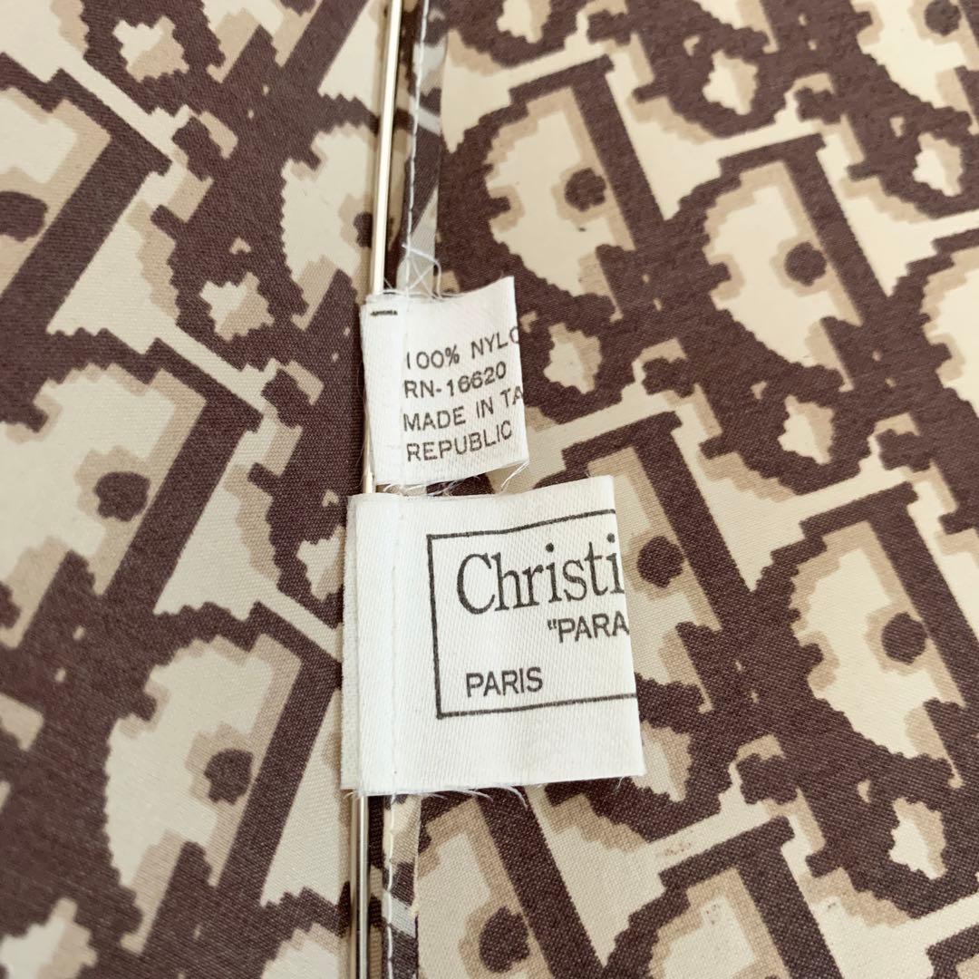 【人気】クリスチャンディオール 折り畳み傘 ケース付 トロッター柄 総柄 茶色